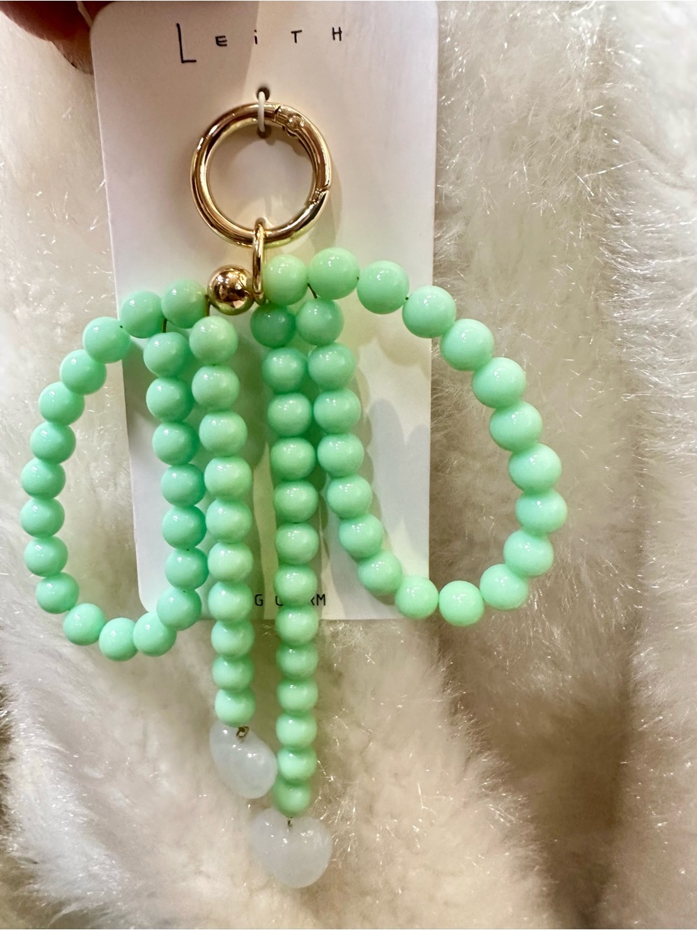Leith Mint Green Beaded Hoop Bag Charm/Keychain NWT